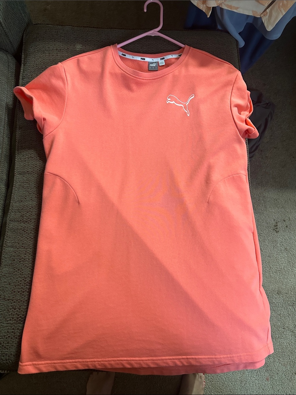 Puma Coral-Orange Crewneck Tee Dress